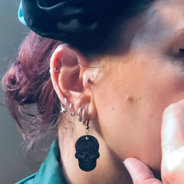 Boucles d'oreilles en chambre à air upcyclée