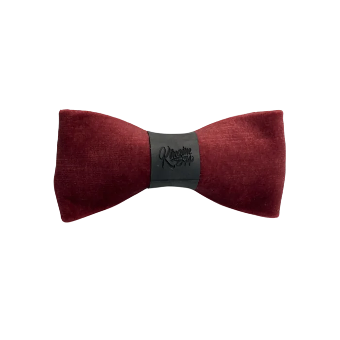 Noeud papillon Chapatt'de velours rouge et chambre à air upcyclée