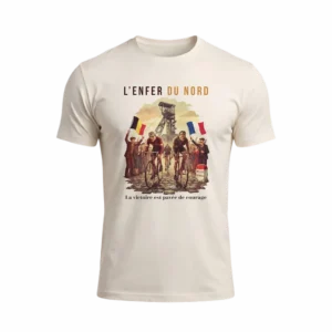 T-shirt en coton bio couleur ivoire marqué "L'Enfer du Nord"